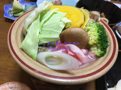 湯之谷山荘夕食の鍋